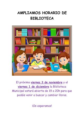 Imagen AMPLIAMOS HORARIO DE BIBLIOTECA