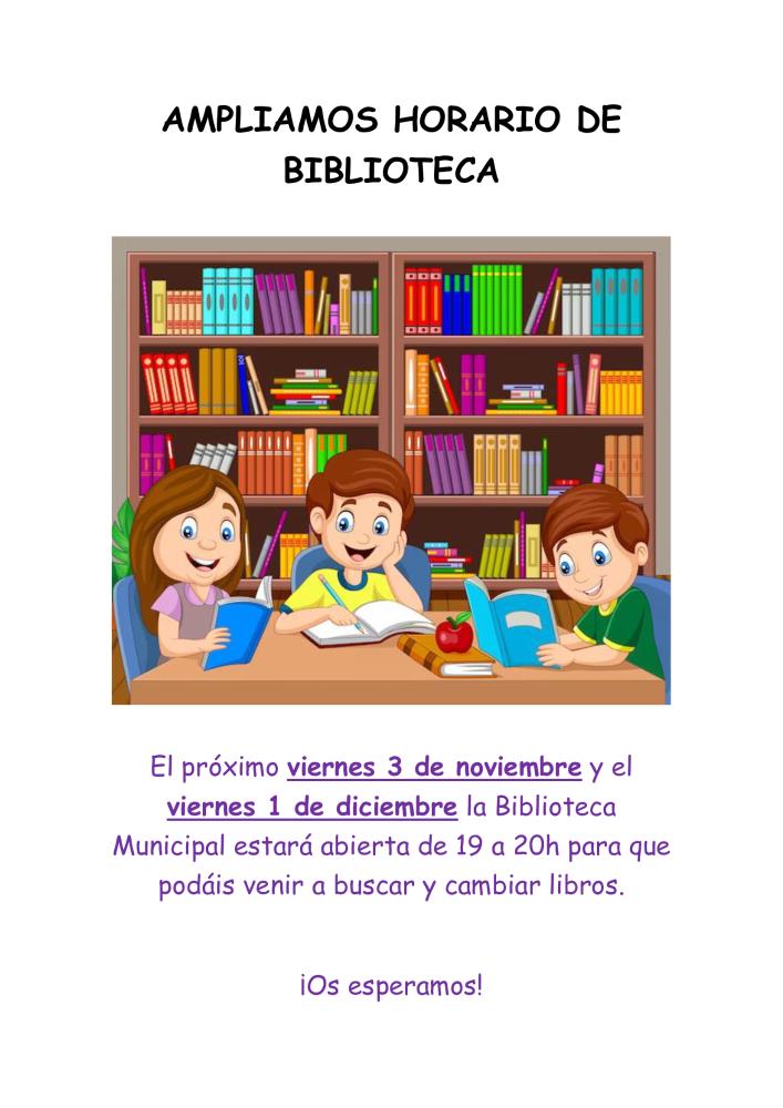 Imagen AMPLIAMOS HORARIO DE BIBLIOTECA