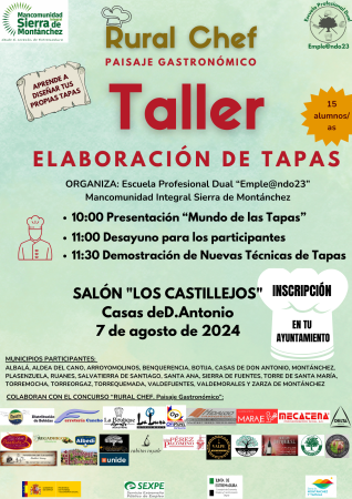 Imagen TALLER RURAL CHEF- ELABORACIÓN DE TAPAS
