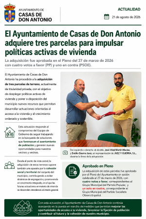 Imagen EL AYUNTAMIENTO DE CASAS DE DON ANTONIO ADQUIERE TRES PARCELAS